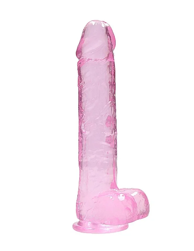 BDSM toy cuff experiences-Real Rock Realistic Clear 10" Dildo with Balls