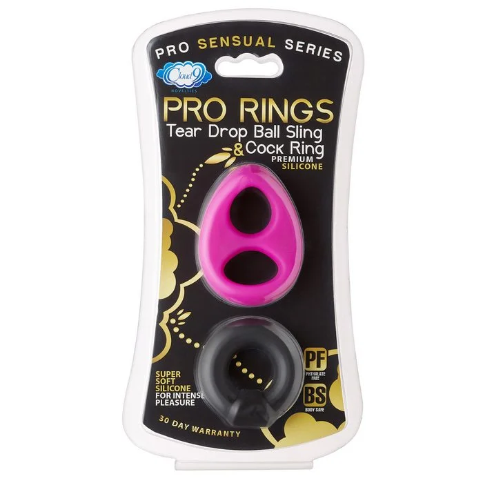 cock ring booth-PRO SENSUAL SILICONE TEAR DROP RING & DONUT SLING 2 PACK