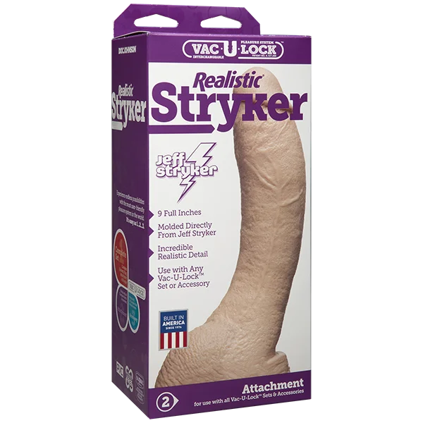 BDSM toy paddle patterns-Vac-u-lock 9" Stryker Realistic - White