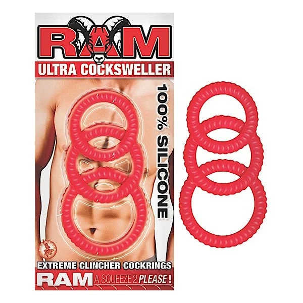 cock ring setbacks-Nasstoys Ram Ultra Cocksweller 3 Pack Silicone Cock Rings Red