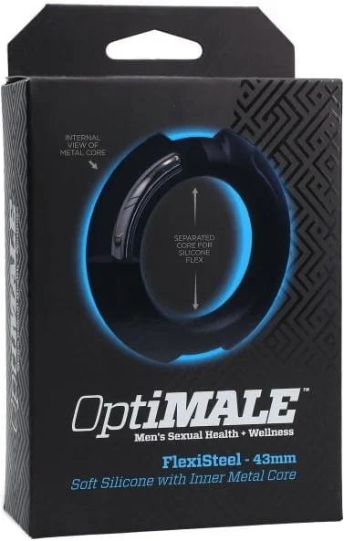 cock ring love hate-OptiMALE Silicone Metal Cock Ring 43mm - Black