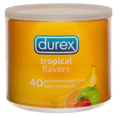 Discreet prostate toy sets-Durex Tropical Flavors - 40  Count Jar