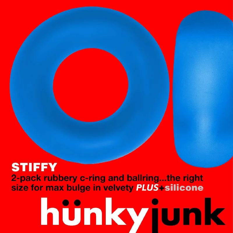 cock ring artisans-Hunkyjunk Stiffy Bulge Rings 2 Pack Teal Ice Blue Plus Silicone Cock Rings