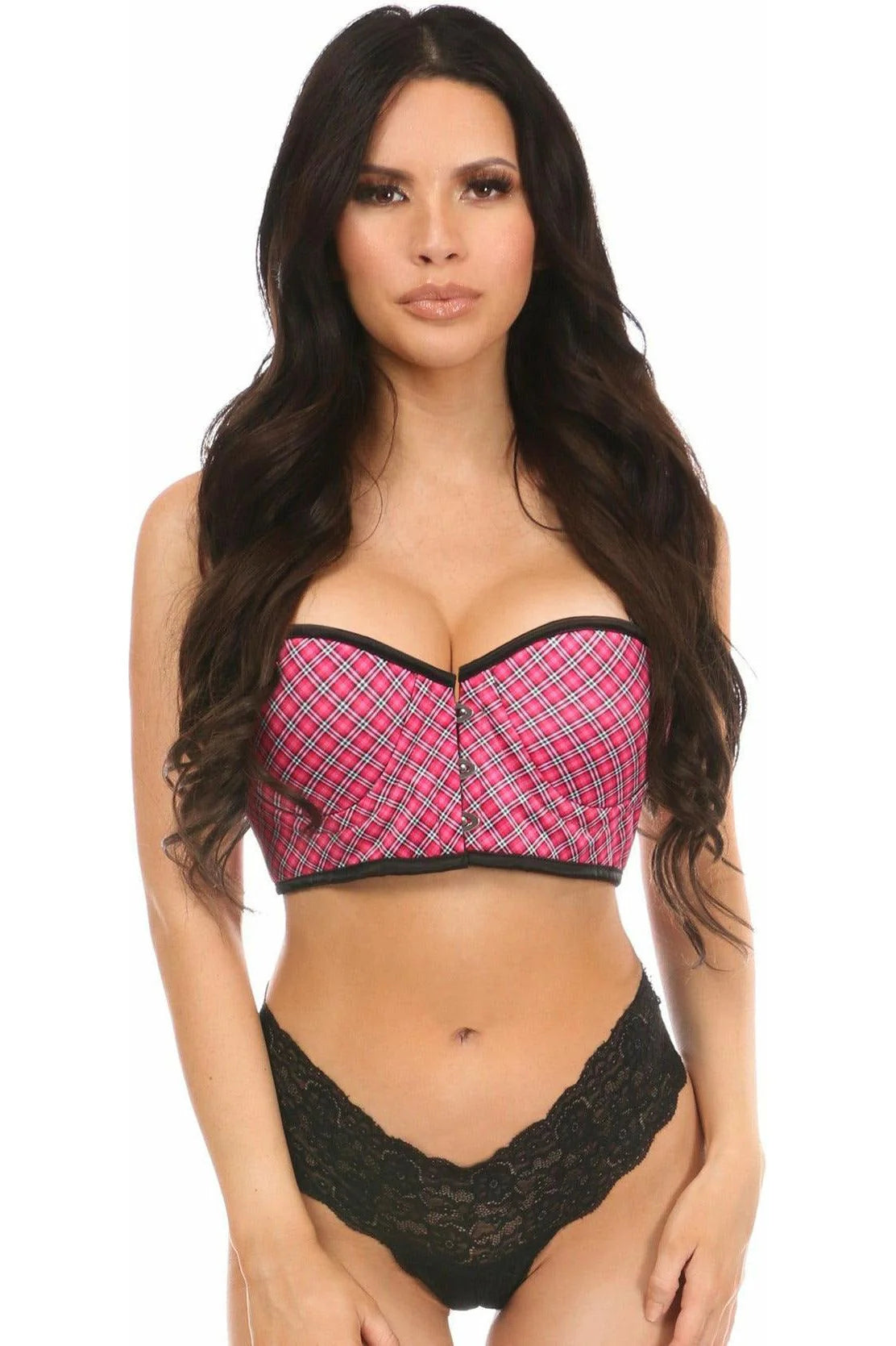 Silicone pulse vibes-School Girl Plaid Cropped Bustier Top Small