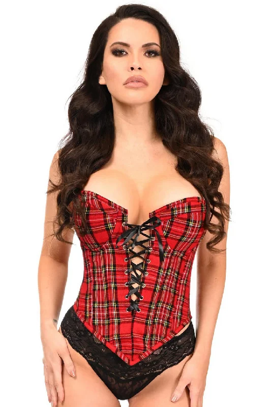 Compact clit toys-Top Drawer School Girl Plaid Steel Bustier