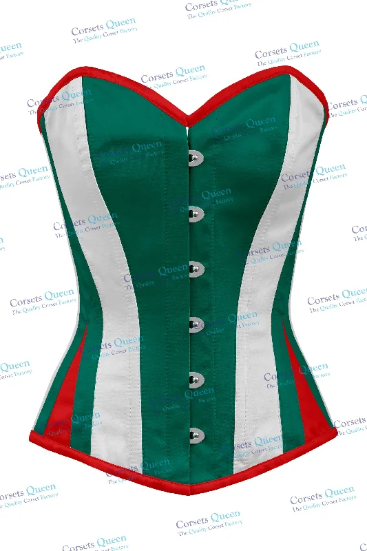 Green (CHN-1009)  & White Satin & Red Faux Leather