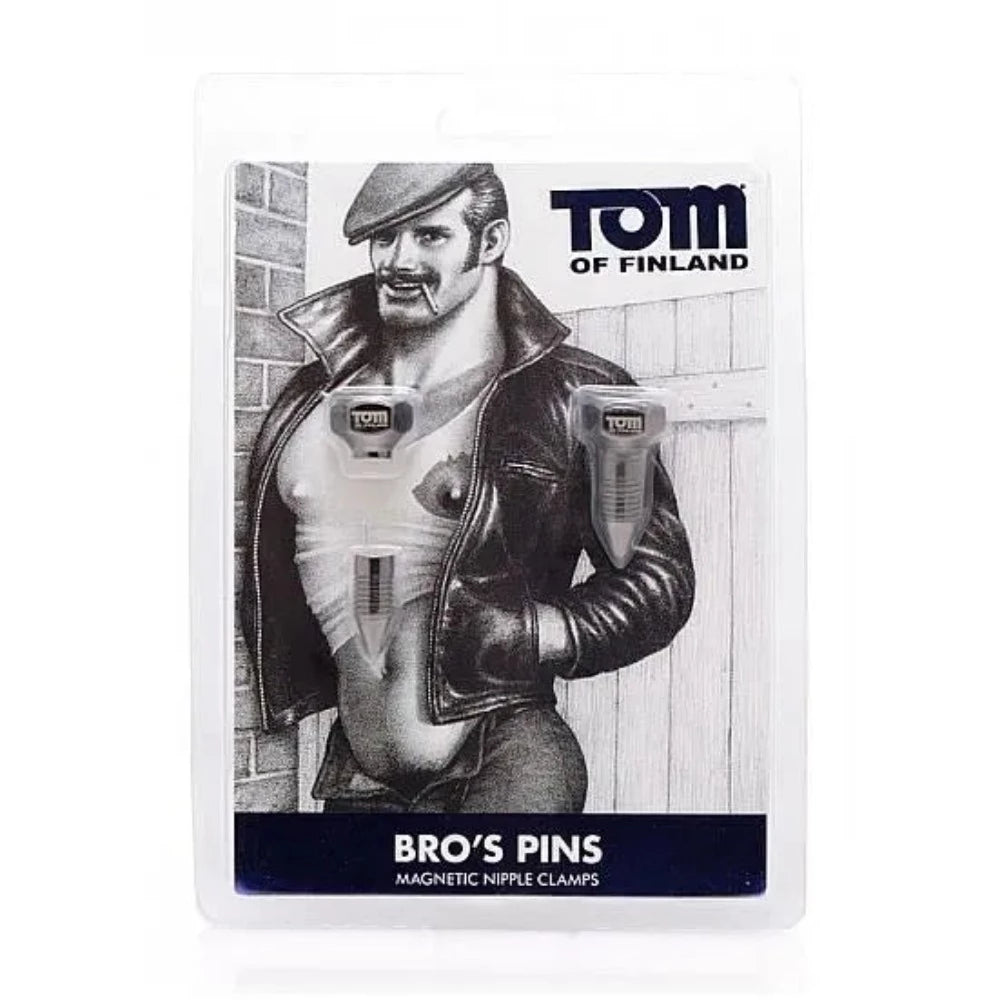 Sex toys with mild settings-Tom Of Finland ''Bro's Pins'' Magnetic Nipple Clamps