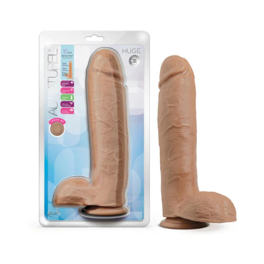 earth-tone-dildo-Blush Au Naturel Huge 10 in. Posable Dual Density Dildo with Balls & Suction Cup