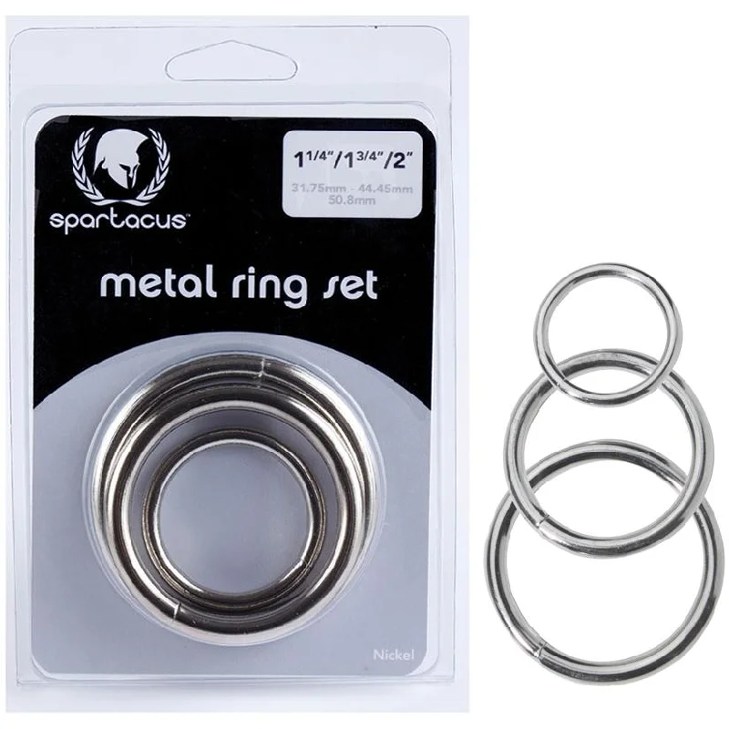 cock ring fail safe-Spartacus Metal Cock Rings 3 Piece Set Nickel Plated Silver