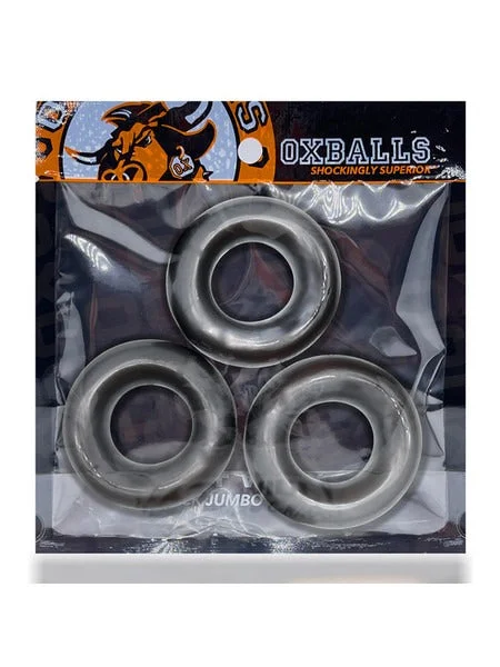 cock ring emergency stop-Oxballs Fat Willy Jumbo Cockrings 3pk - Silver