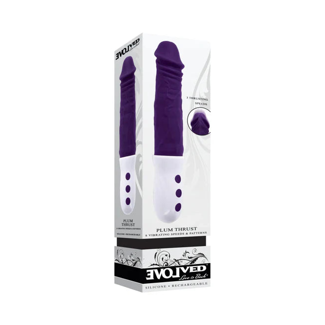 Vibrator low visibility-Evolved Plum Thrust Rechargeable Thrusting Vibrator Dildo