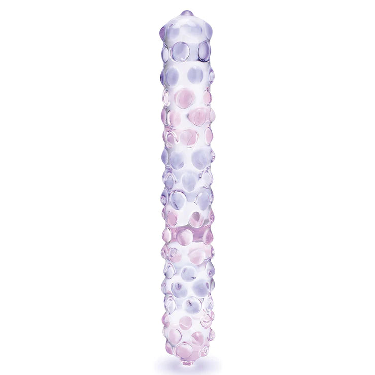 BDSM toy mask finishes-Glas Purple Rose Nubby Glass Dildo