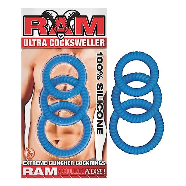 cock ring demo live-Nasstoys Ram Ultra Cocksweller 3 Pack Silicone Cock Rings Blue