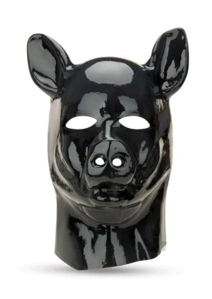 Flexible G-spot dildos-Prowler Latex Zip Up ''Pig'' Hood -Black