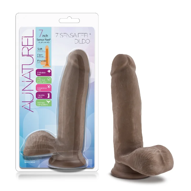 small-fry-dildo-Au Naturel - 7 Inch Sensa Feel Dildo - Chocolate