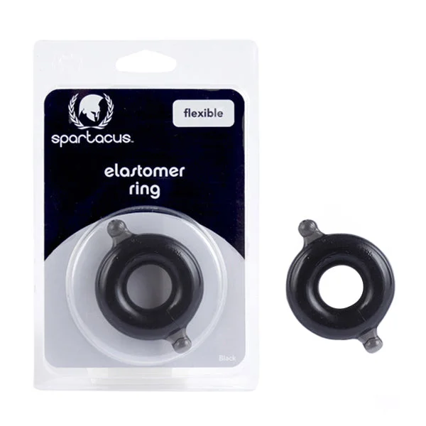 cock ring grip feel-Spartacus Big Elastomer Stretch to Fit Flexible Cock Ring Large Black