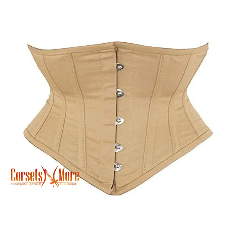 Corset for refined elegance-Plus Size Nude Cotton Sexy Waist Training  Underbust Corset