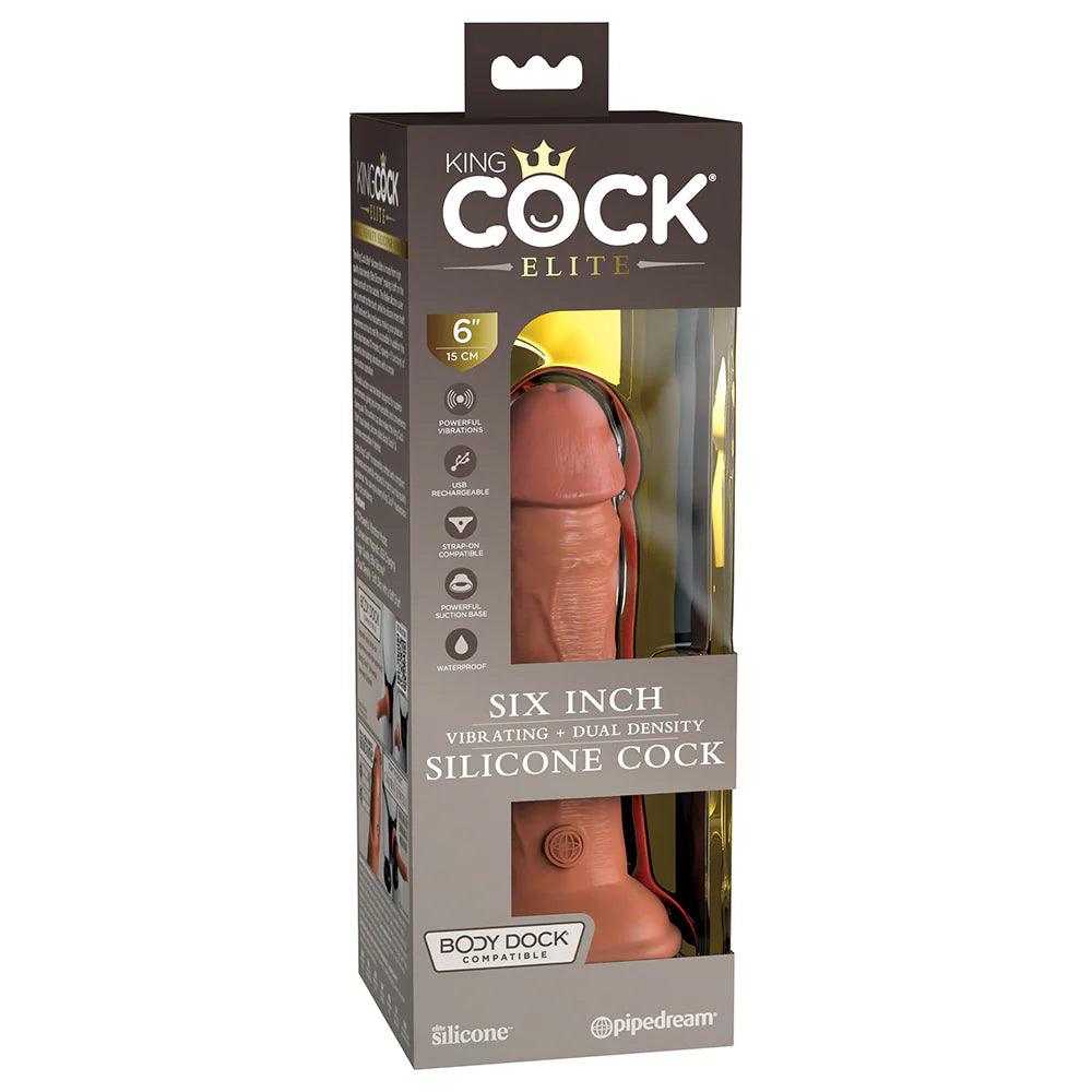 olive-dildo-Pipedream King Cock Elite 6 in. Vibrating Realistic Dildo With Suction Cup