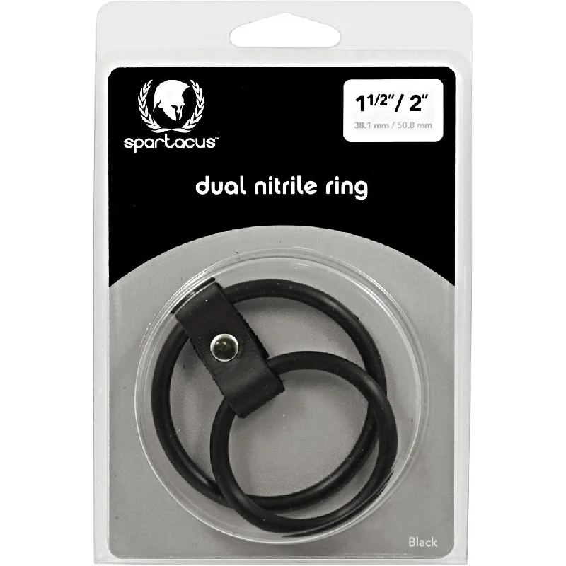 cock ring replay-Spartacus Dual Nitrile Cock and Ball Ring Black