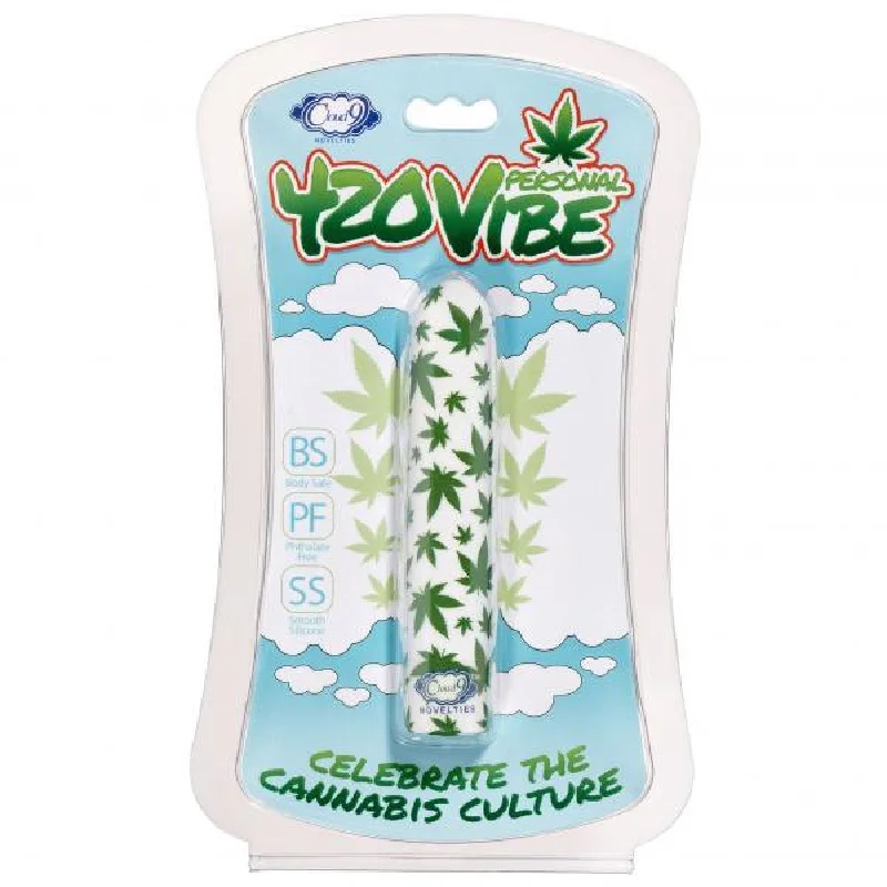 Vibrator tandem play-420 Slim Cannabis Leaf Vibe -  White/green