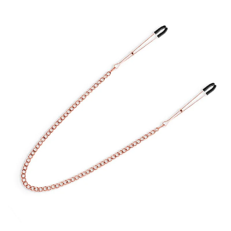 BDSM toy gag vibes-Bound Tweezer Nipple Clamps, Rose Gold