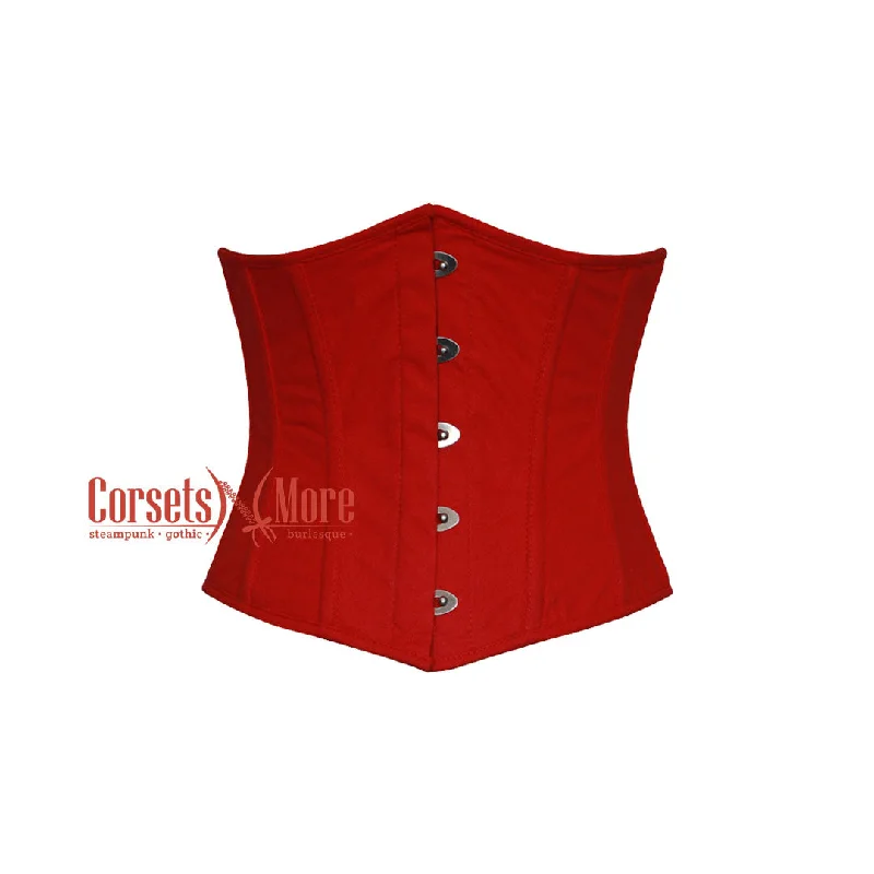 Corset for sleek grace-Plus Size Red Cotton Underbust Halloween Corset Gothic Costume