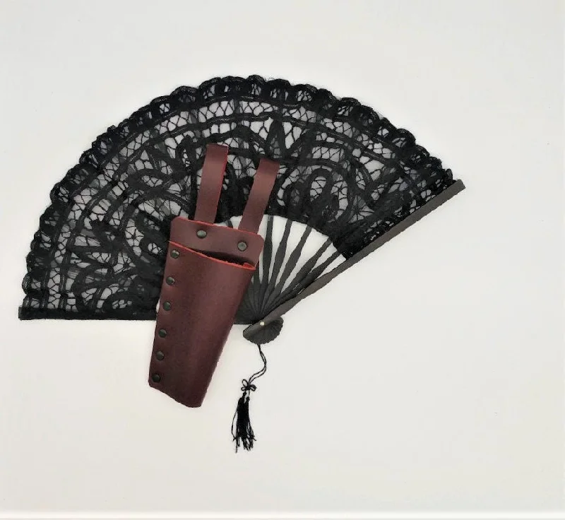 Sex toys with firm edges-Red Leather Lace Fan Holster