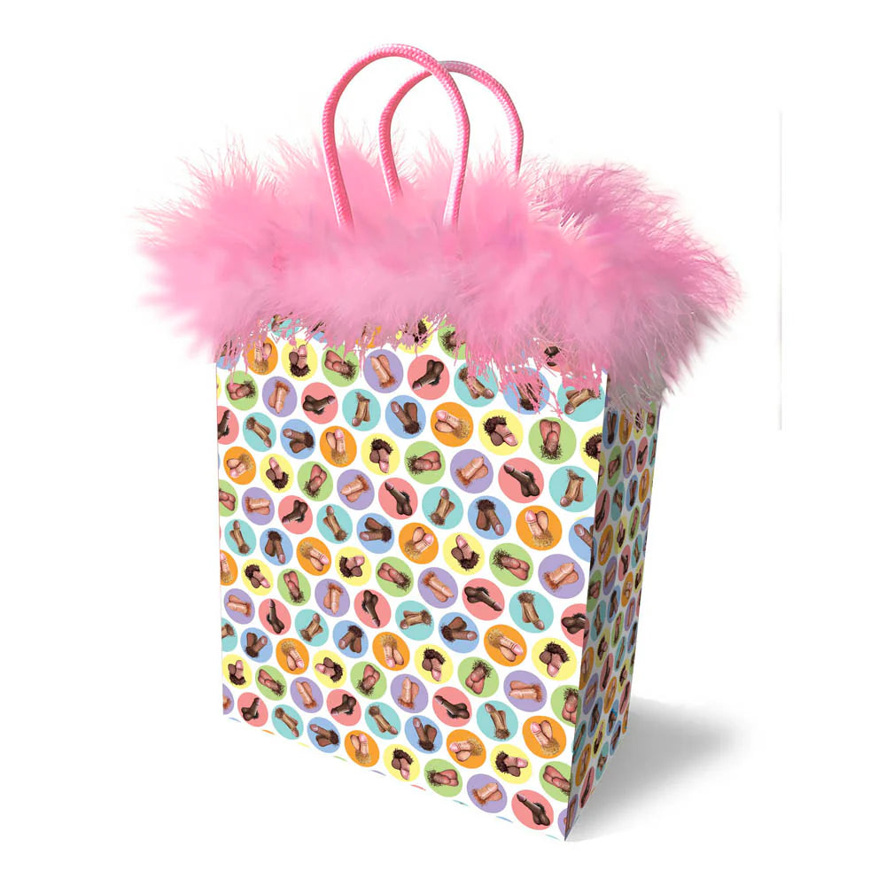 Sex toys with glossy finish-Dirty Penis Gift Bag w/ Pink Feathers