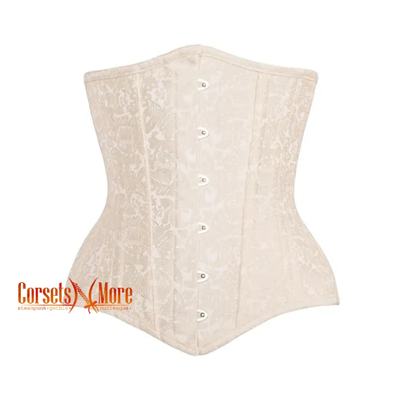 Corset dress in rich plum-Plus Size Ivory Brocade Steampunk Underbust  Bustier Corset