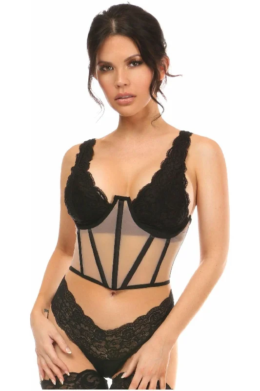 Silicone toys for duos-Lavish Nude Mesh Open Cup Waist Cincher