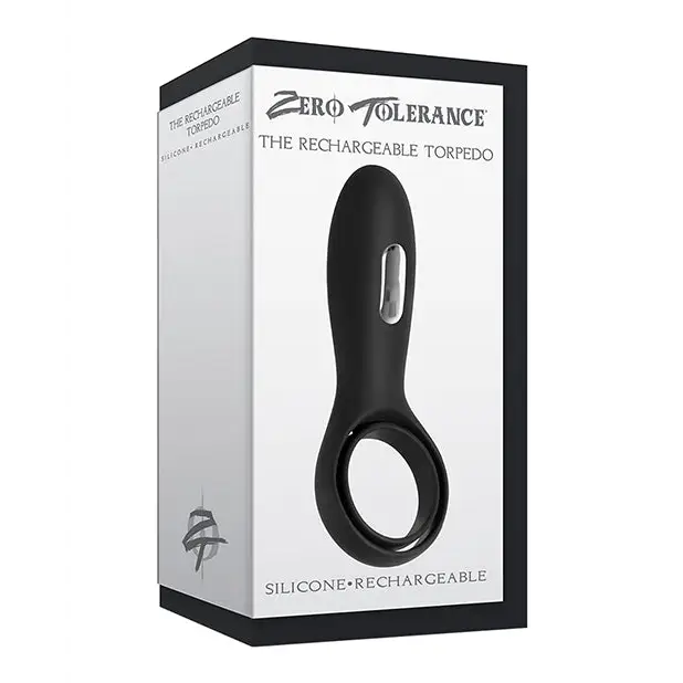 cock ring smooth rough-Zero Tolerance The Torpedo Rechargeable Vibrating Silicone Cockring Black