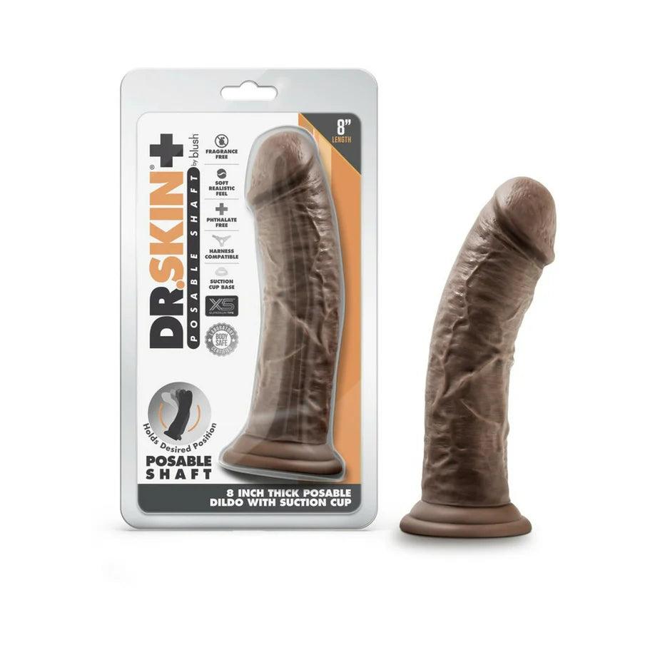 skin-mimic-dildo-Blush Dr. Skin Plus Thick 8 in. Triple Density Posable Dildo with Suction Cup