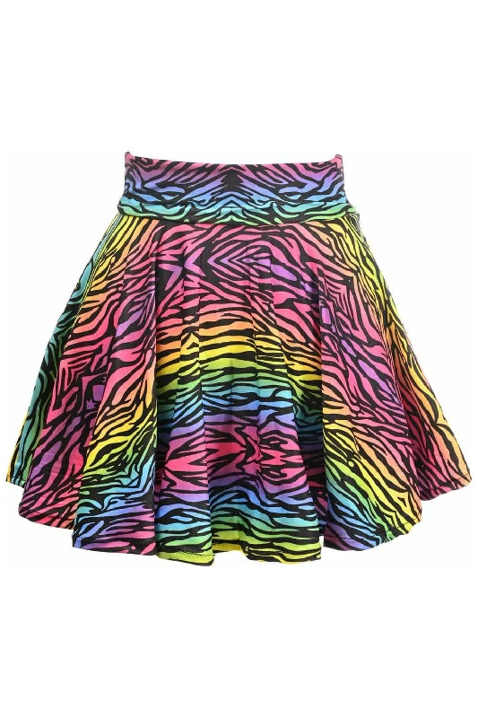 Hidden anal vibes-Rainbow Animal Print Stretch Lycra Skirt