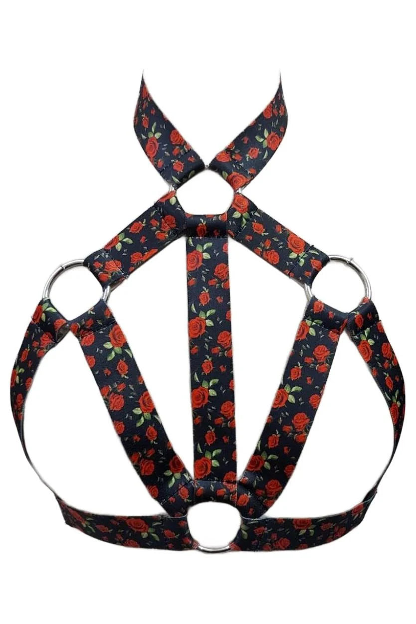 Sex toys for short play-Red Rose Stretchy Body Harness