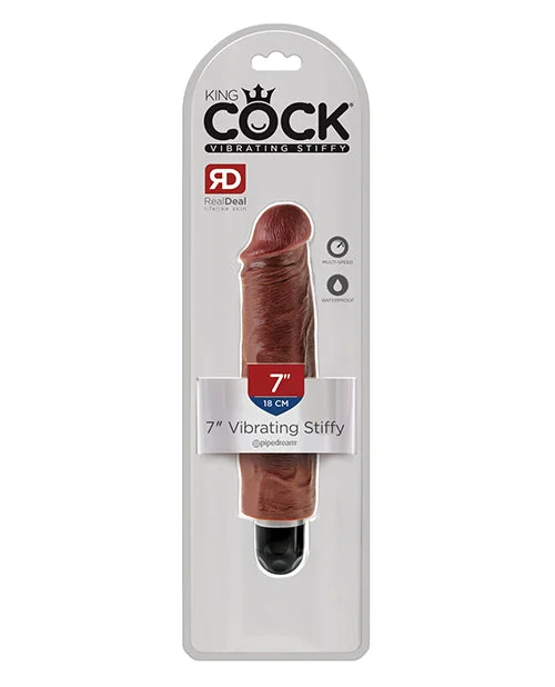 tie-dye-dildo-King Cock Vibrating Stiffy Realistic Dildo Waterproof Brown 7 Inch