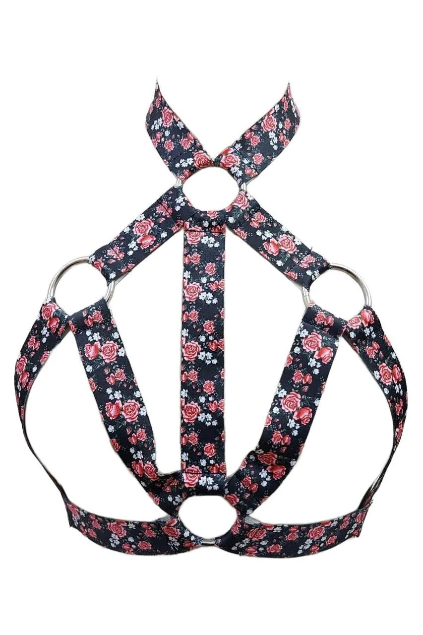 Rechargeable bead rings-Floral Printed Stretchy Body Harness