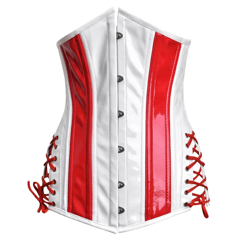 Corset in dark violet-Red and white corset Top - Laced Corset