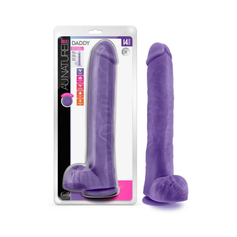 air-filled-dildo-Blush Au Naturel Bold Daddy 14 in. Posable Dual Density Dildo with Balls & Suction Cup