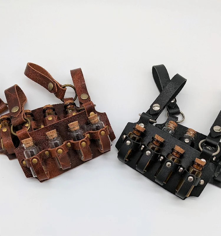 Silent G-spot rings-Leather Quadruple Vial Holster