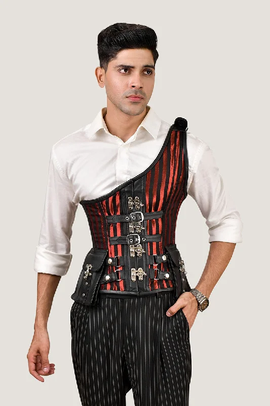 Corset dress with pleated skirt-Mens Brocade Corset with Shoulder Strap