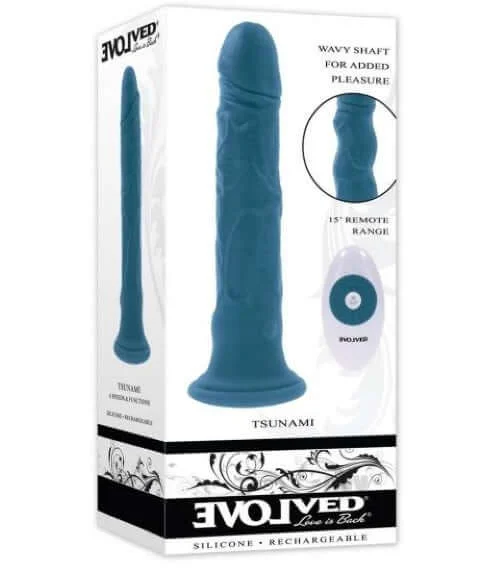 Vibrator sleek gift-Evolved Tsunami - Realistic Vibrator with Undulating Waves & Remote Control