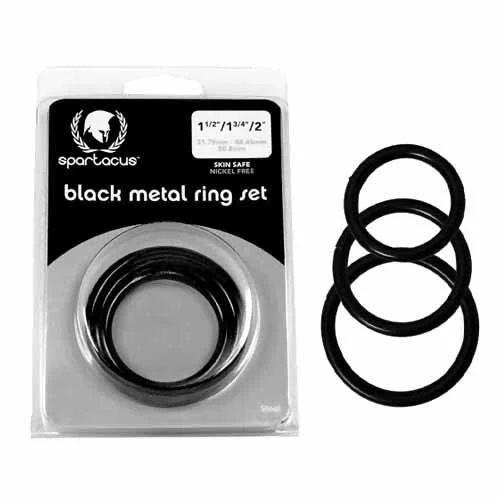 cock ring comeback-Spartacus Metal Cock Rings 3 Piece Set Black