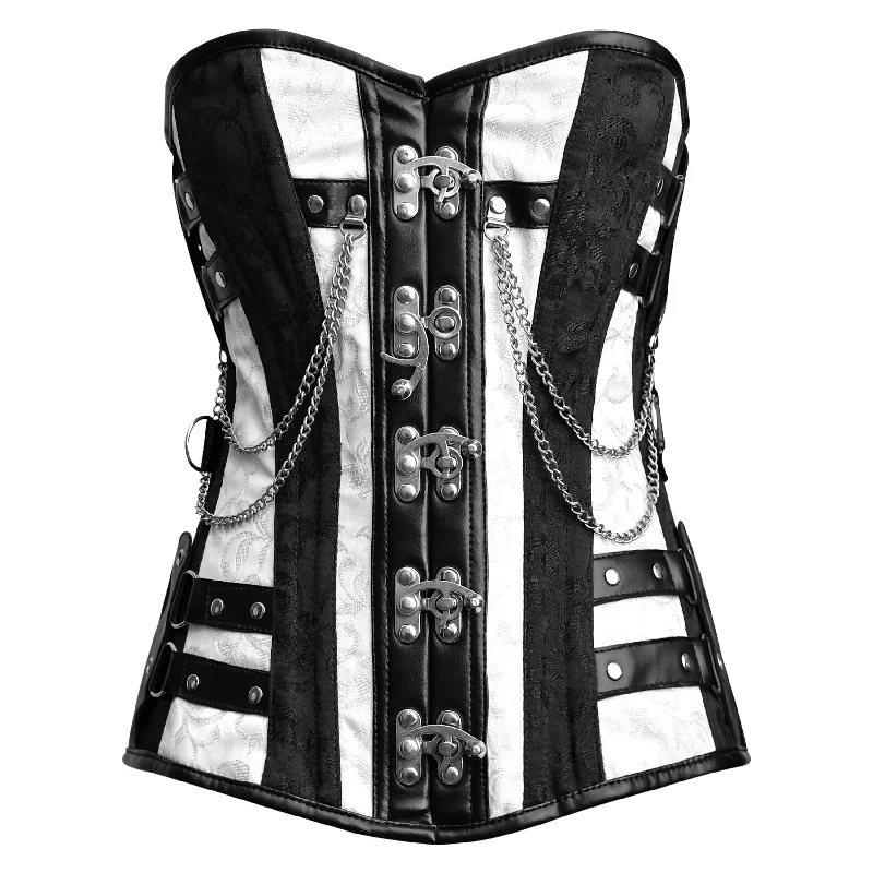 Corset for refined grace-Black and white corset Top - Laced Corset