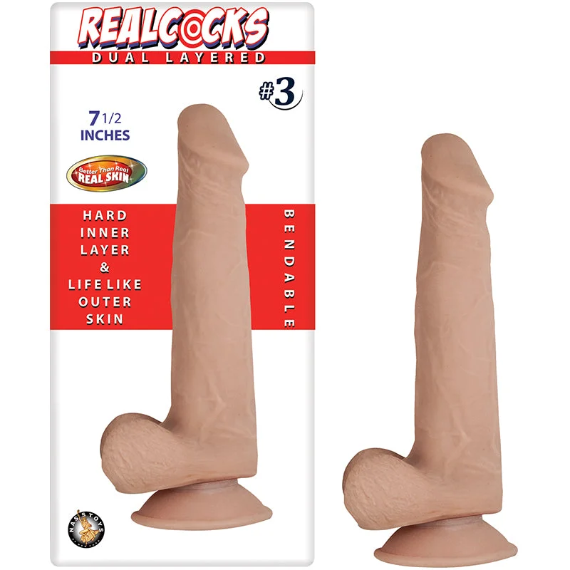 crimson-dildo-Real Cocks Dual Layered #3 Beige 7.5 inches Dildo