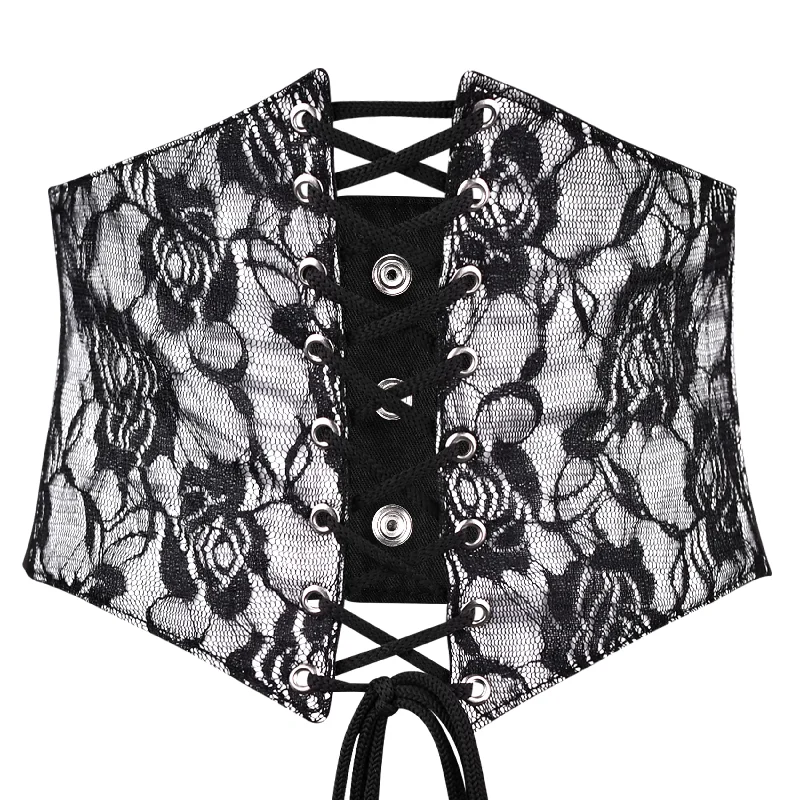 Corset for bold contours-Printed Mesh Corset Belt - Waist Cincher