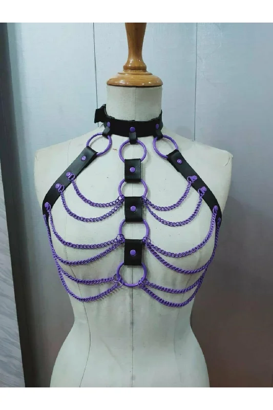 Clit toys with soft suction-Candy Collection - Purple Chain Harness