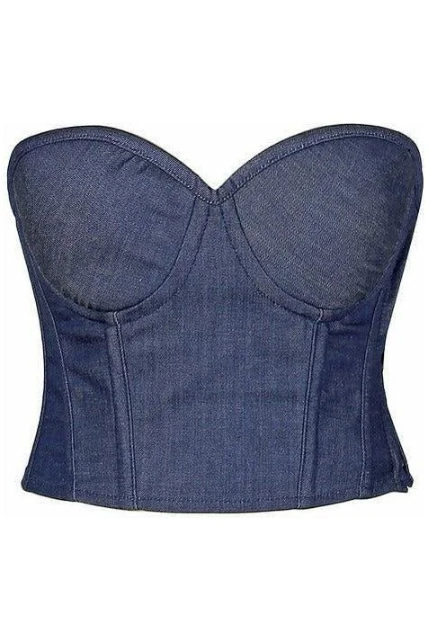 Pulsing clit stimulators-Denim Underwire Bustier Top