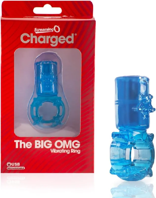 cock ring jump in-Screaming O The BIG OMG Rechargeable Vibrating Ring Blue Cock Ring