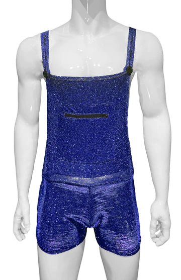 Silicone toys with cool tips-Glitter Overalls - Blue