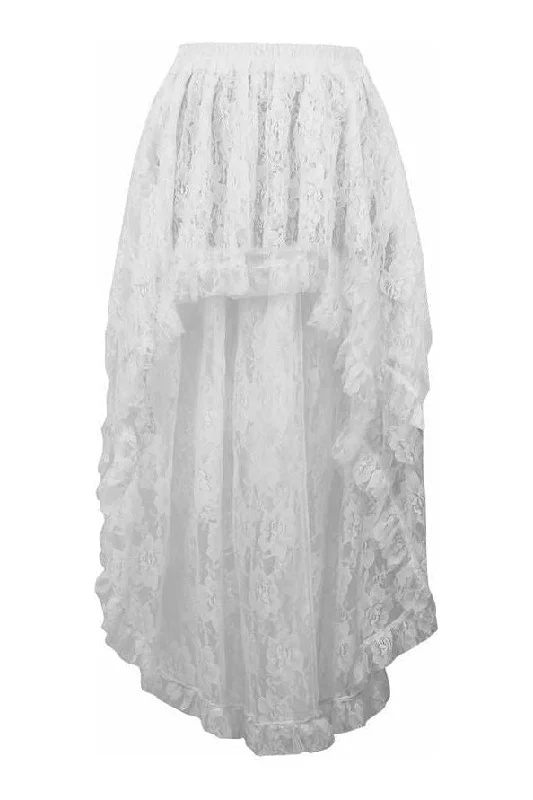 Realistic slim dildos-White Lace Hi Low Skirt